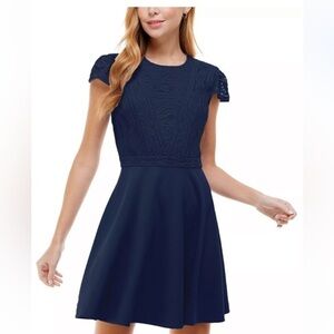 City Studios Juniors' Lace-Top Dress Navy Blue Size 13‎ women’s NWT classy